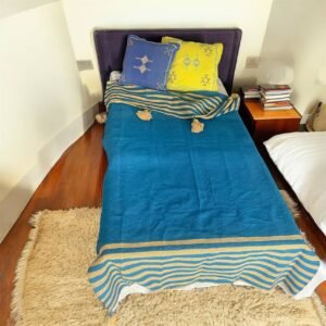 Couverture en Coton Bleu et Jaune 215cm/115cm