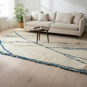 Tapis en laine berbère bleu - Tapis & Trésors Montpellier