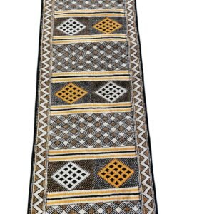Kilim Berbère Noir et Or Motifs Géométrique